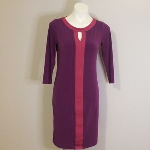 NY & Company Ling Sleeve Pink and Purple Dress